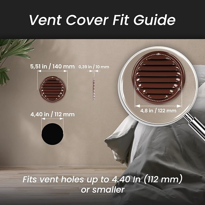 Repa Market 5-Pack 4 Inch Round Air Vent Cover/Brown Galvanized Steel Louvered - Image 3
