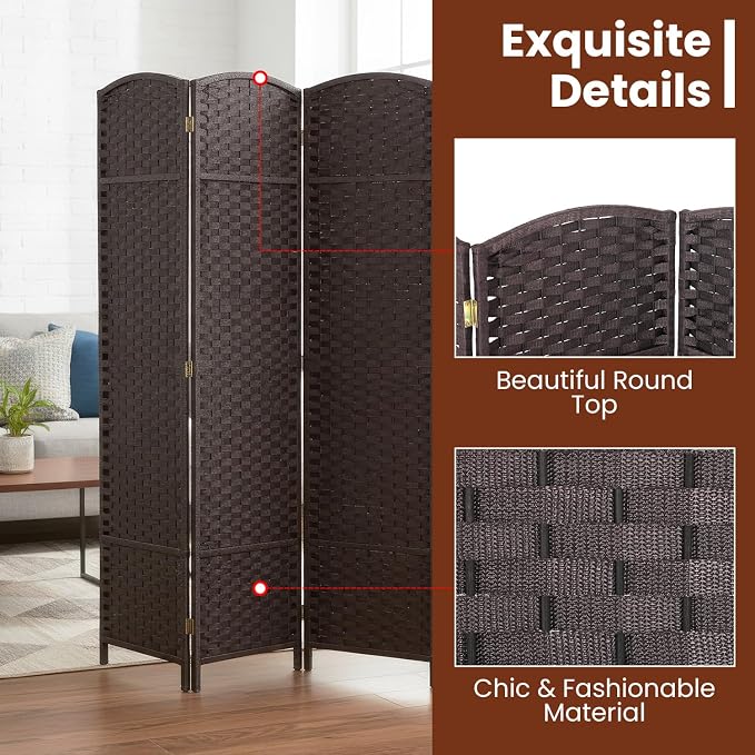 FDW Room Divider 4 Panel Screen 5.6 Ft Tall Partition Privacy Screens Folding - Image 3