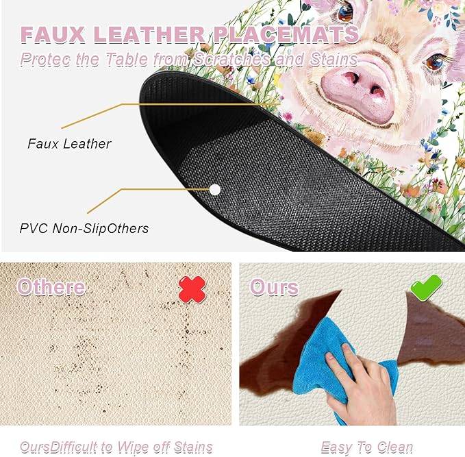 Flower Pig Placemats Set of 4 - Image 4