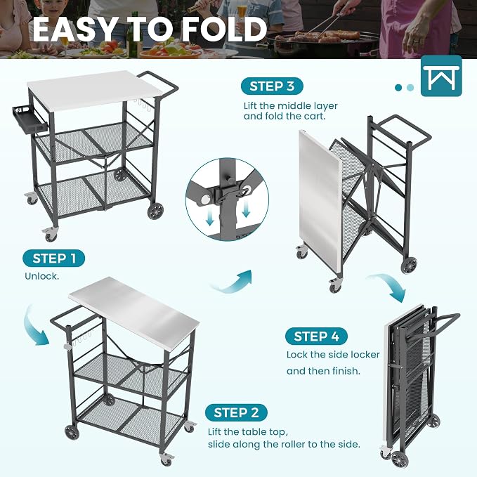 Ciokea Folding Outdoor Grill Cart - Image 3
