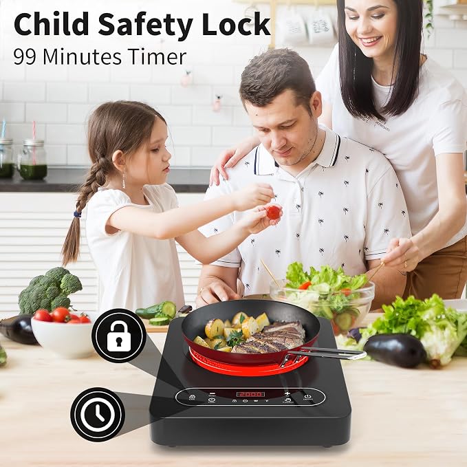 VBGK Single Burner Electric Cooktop, 110V 1800W Electric Stove Top - Image 7