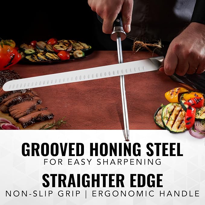 Cutluxe BBQ Knife Carving Set – 12" Brisket Knife & 10" Honing Rod, Butcher - Image 5