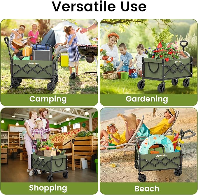 Collapsible Wagon with Wheels, 220 lbs Wagons Carts Foldable Wagon Cart with - Image 9
