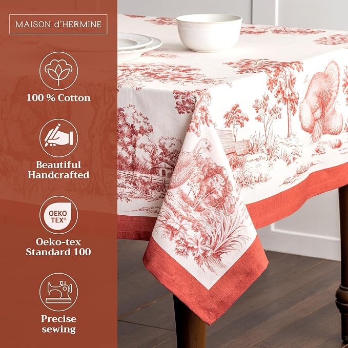 Maison d' Hermine Table Cloth Square Table 100% Cotton 54 x 54 Inches Fall - Image 2
