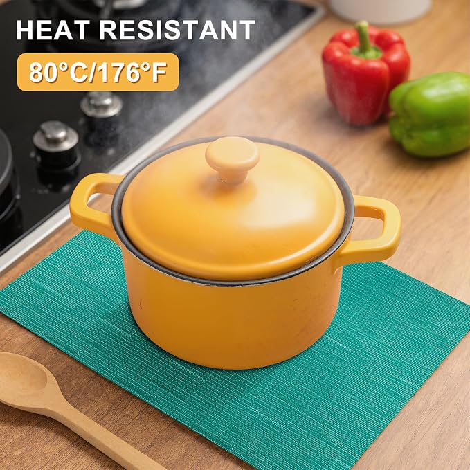 Woven Vinyl Placemats Set of 8 Wipe Clean PVC Heat Resistant Place Mats Durable - Image 3