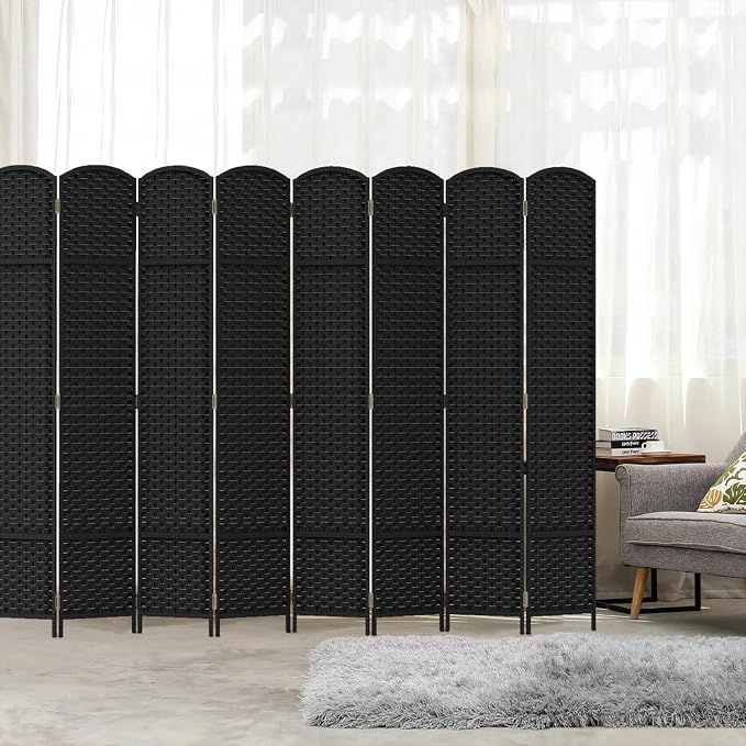 Room Divider 8 Panel Screen 5.6 Ft Tall Partition Room Dividers Black Privacy - Image 5