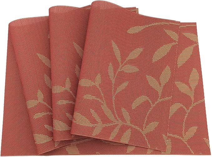 Gugrida Place Mats PVC Set of 6, Table Placemats Set of 6 PVC Woven Vinyl Place - Image 4