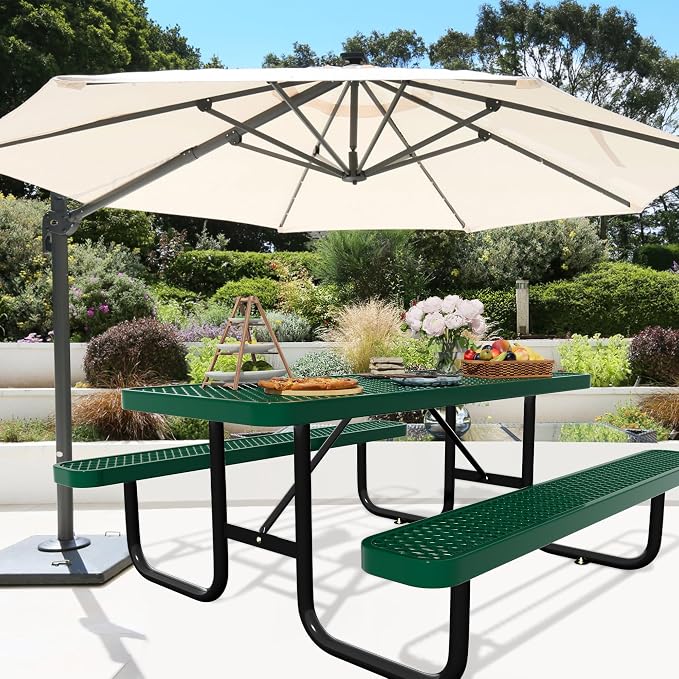 48'' Rectangular Steel Picnic Table - Image 6