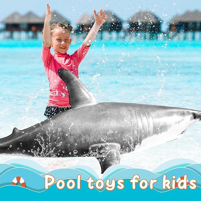 Extra Large Inflatable Shark Pool Toy, 79inch Shark Pool Birthday Party - Image 5