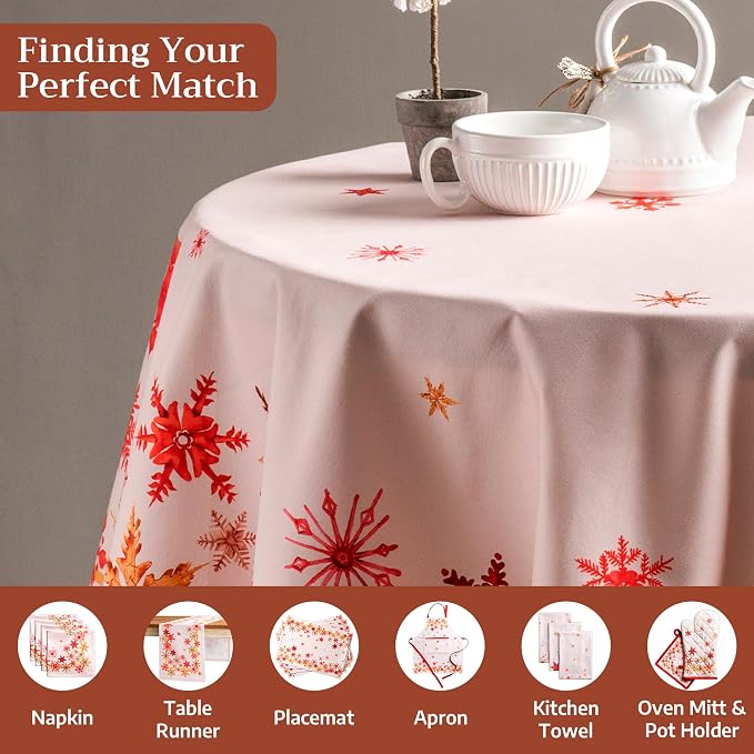 Maison d' Hermine Table Cloth Round Table 100% Cotton 63 Inches Fall Tablecloth - Image 4