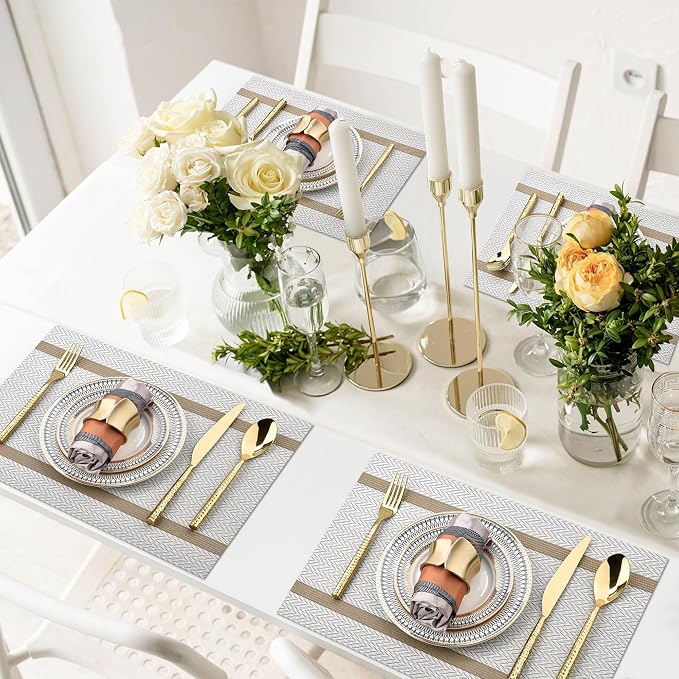 SLKQG Beige White Placemats Set of 4 - Image 7