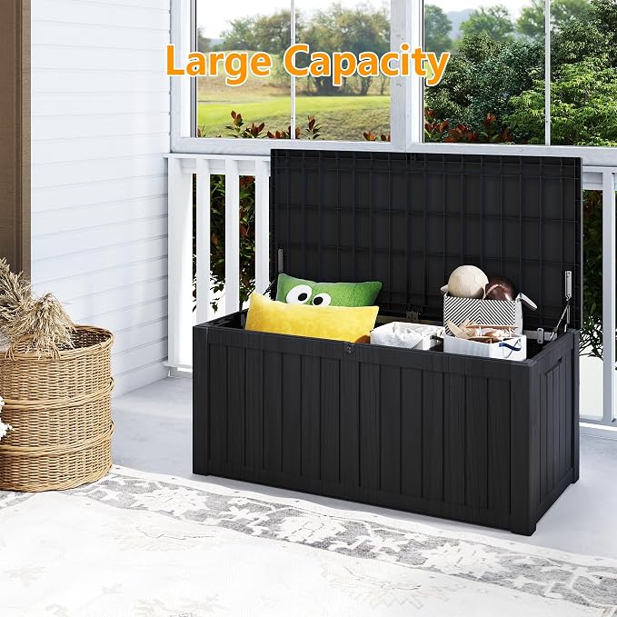 150 Gallon Resin Deck Box, Waterproof Outdoor Storage Box, Lockable - Image 5