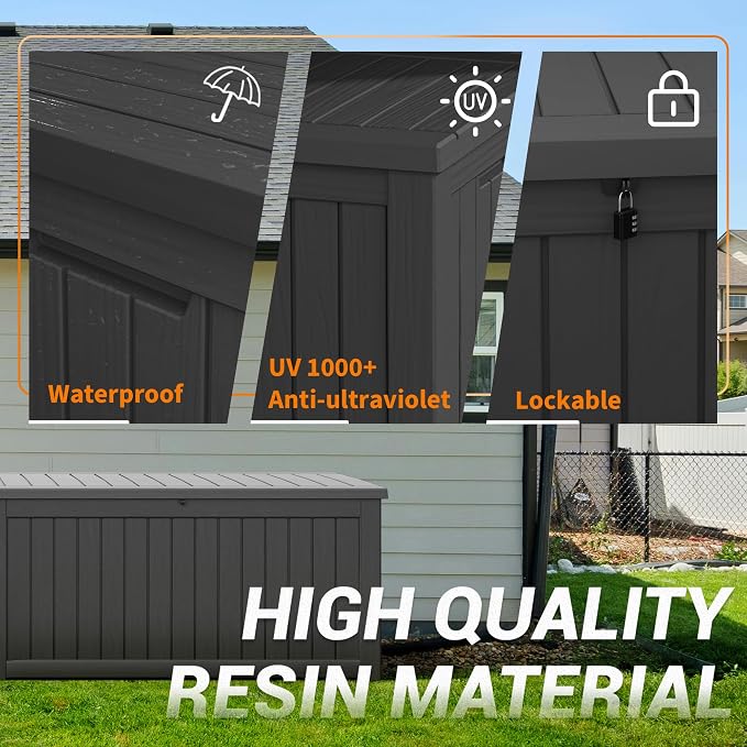 NUNU LAB 230 Gallon Outdoor Storage Box, Large Resin Deck Box - Image 6
