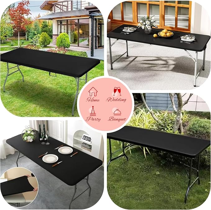 10 Pack Stretch Fabric Table Top Cap Cover, fits 8Ft Tables, Spandex Table - Image 7
