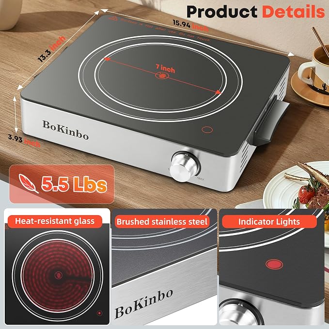 Single Infrared Burner, 1800w electric stove, compact size portable electric - Image 5
