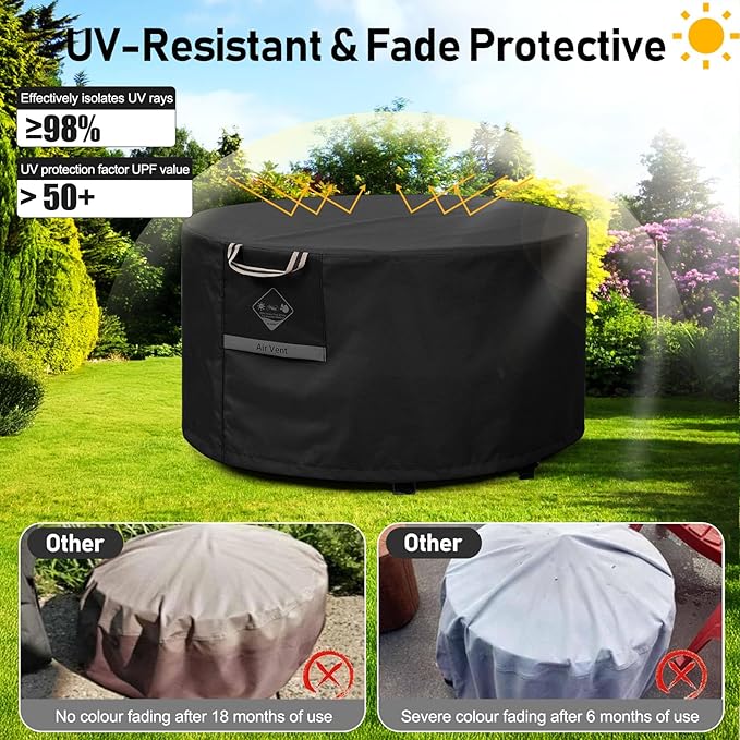 QH.HOME Fire Pit Cover Round Super Waterproof, UPF 50+ Fire Pit Covers Premium - Image 5