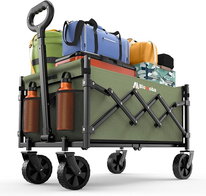 Collapsible Wagon with Wheels, 220 lbs Wagons Carts Foldable Wagon Cart with by Blomoba