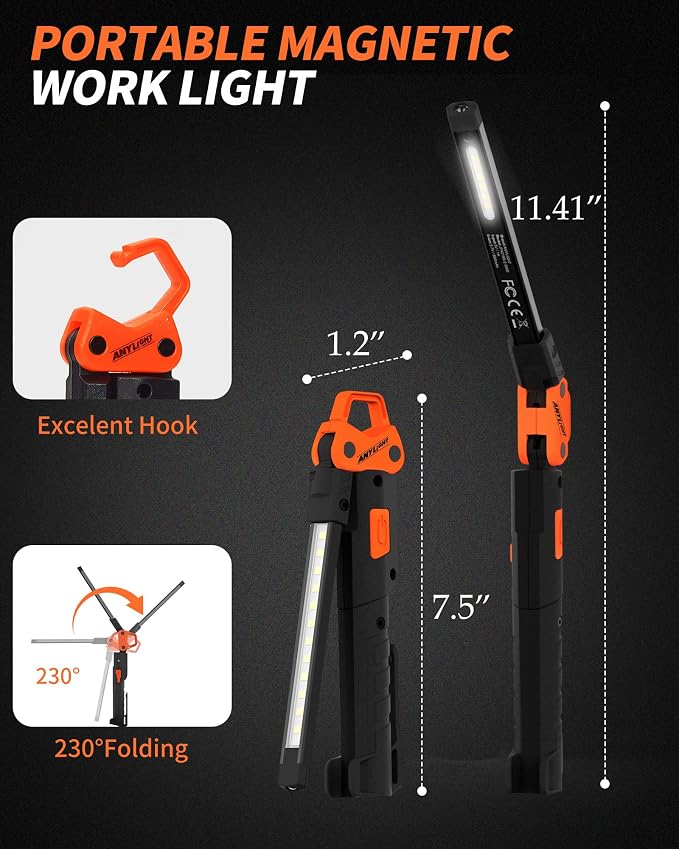 Rechargeable Work Light, 400LM Mechanic Work Light, Magnetic Flashlight - Image 3
