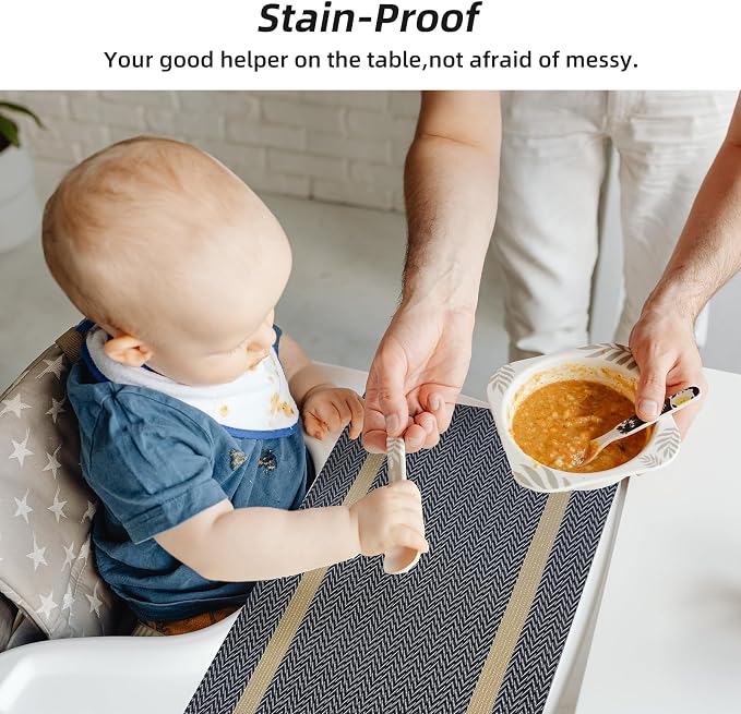 Vinyl Placemats Set of 8, PVC Woven Washable Non-Slip Table Mats, Heat - Image 4