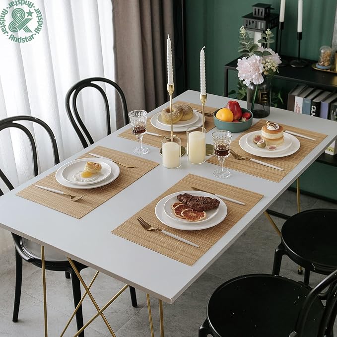 ANDSTAR Bamboo Placemats Set of 6 Non-Slip - Image 7