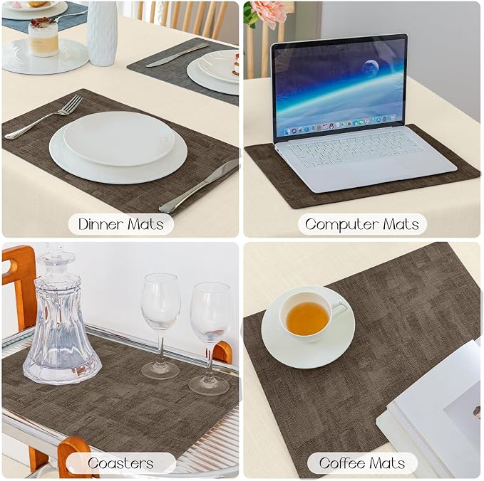 Romanstile Reversible Vinyl Placemats Set of 4, Faux Leather 100% Waterproof - Image 5