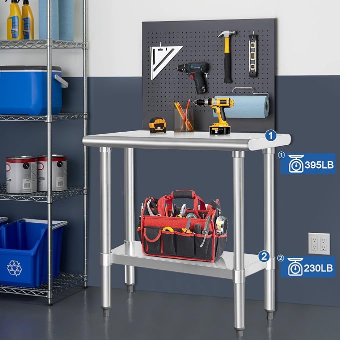 HARDURA Stainless Steel Work Table Commercial 18×36 Inches Kitchen Prep Table - Image 3