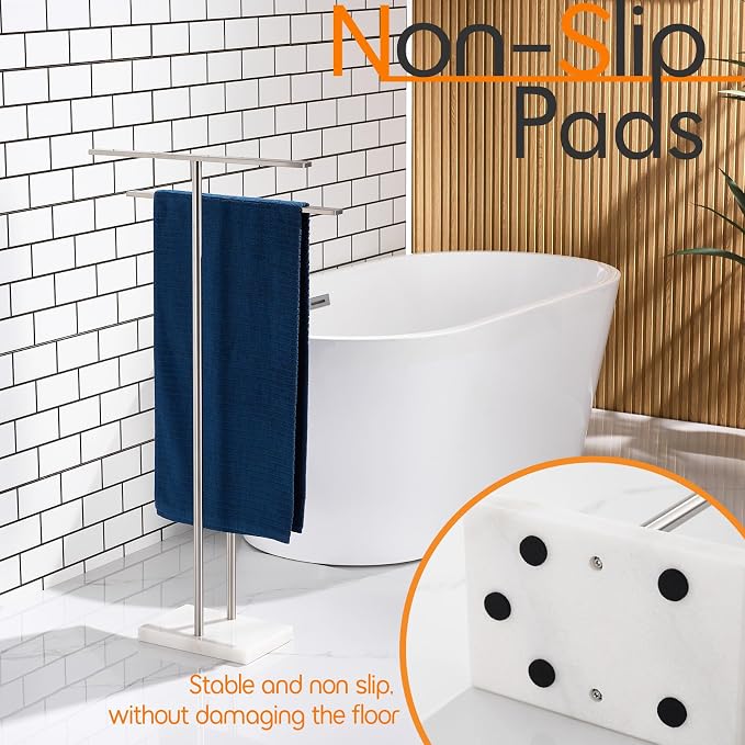 Free Standing Towel Rack for Bathroom 2-Tier Towel Holder Stand - Image 9