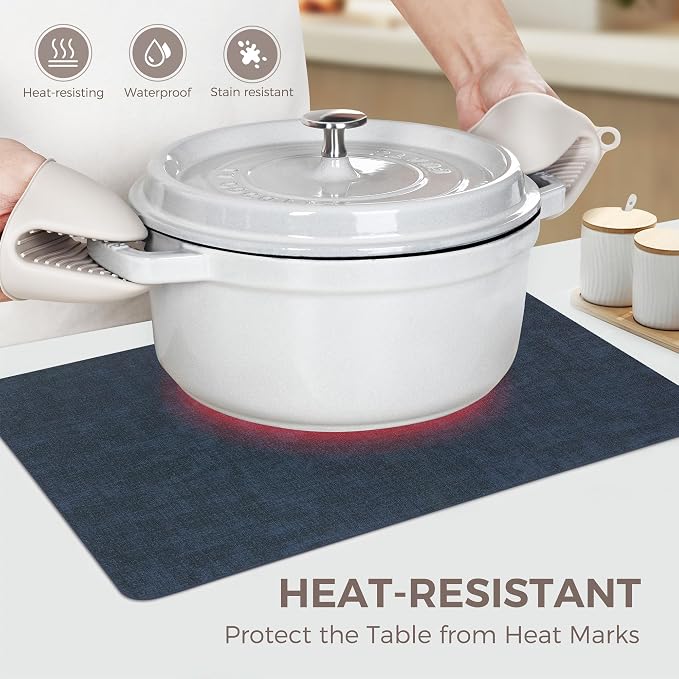 Vinyl Placemats Set of 4, Faux Leather Waterproof and Heat Resistant Place Mats - Image 2