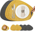 Placemats and Coasters, Washable Reversible Placemats Round Faux Leather by Chitomars