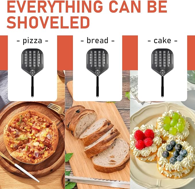 Perforated Pizza Peels 6 INCH pizza spatula paddle Long Handle Metal Pizza - Image 7