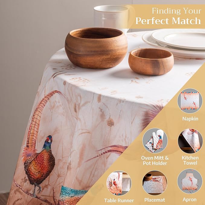 Maison d' Hermine Table Cloth Round Table 100% Cotton 63 Inches Fall Tablecloth - Image 5