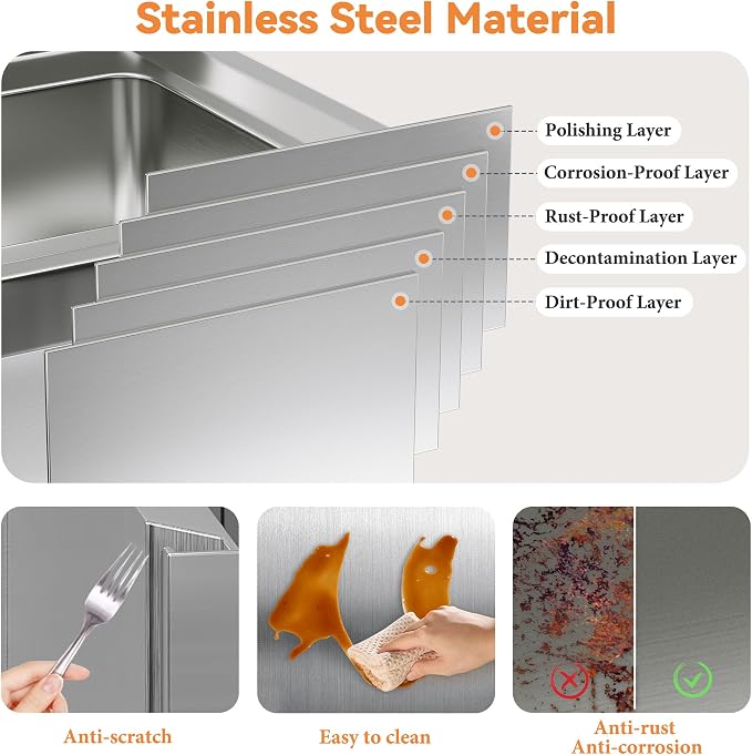 Jocisland Outdoor Kitchen Drawers 28" W×23" D×23" H Stainless Steel Drawers - Image 4