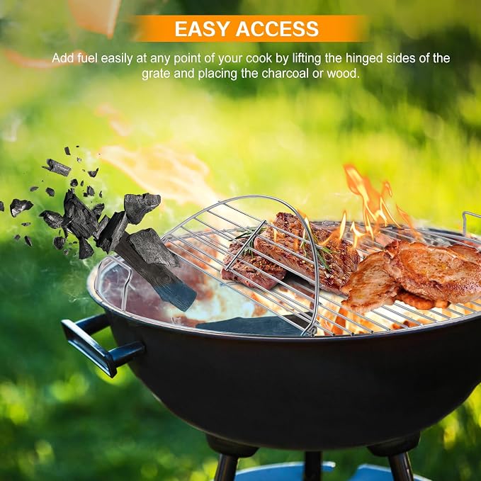 Coolbird Hinged Cooking Grate for 22 Inch Charcoal Grill, Iron Replacement - Image 2