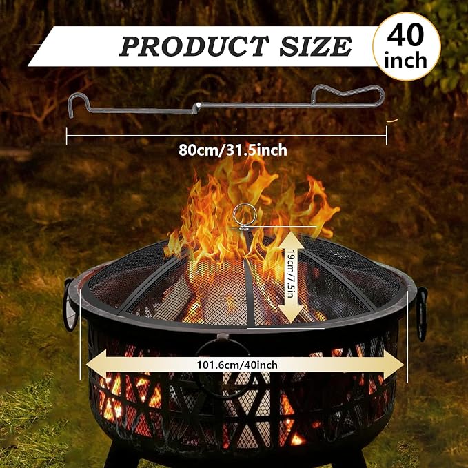 Fire Pit Spark Screen, 40 Inch Diameter Fire Pit Screen - Image 2