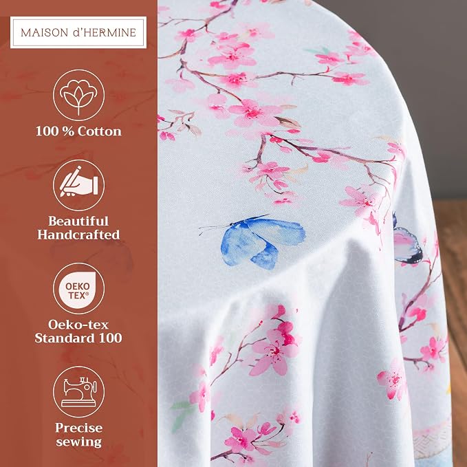 Maison d' Hermine Table Cloth Round Table 100% Cotton 63 Inches Tablecloth - Image 2