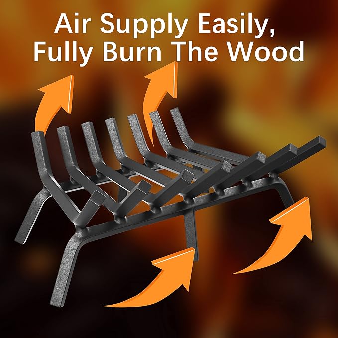 Mr IRONSTONE Fireplace Grate 24 inch Solid Steel Heavy Duty Firewood Log - Image 4