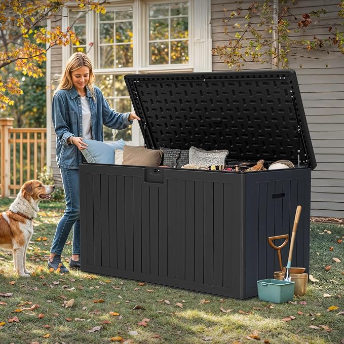 YITAHOME 200 Gallon Extra Large Deck Box, Double-Wall Resin Outdoor Storage Box - Image 6
