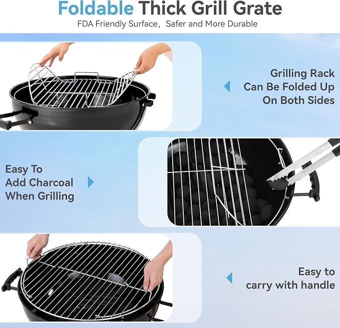 GREEN PARTY 22 inch Kettle Charcoal BBQ Grill - Image 6