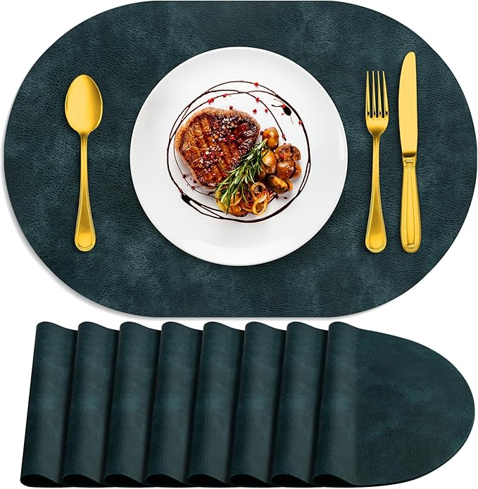 ADRIMER Placemats, Heat Resistant Oval Placemats Set of 8 Washable 12 x 17 Inch by Adrimersdreamistobeanindispensablecompanioninyourlife