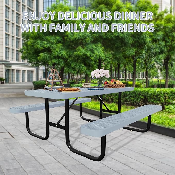 72'' Rectangular Steel Picnic Table - Image 5