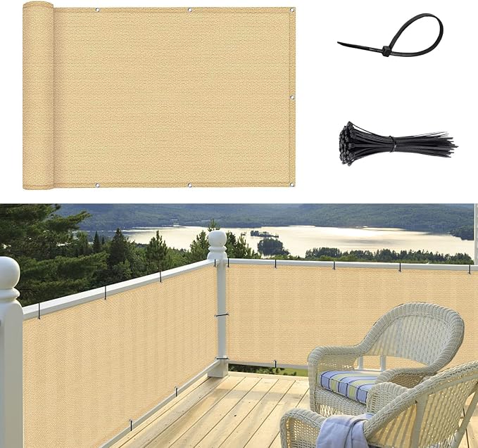 SUNNY GUARD 3.3'x19.7' Balcony Privacy Screen Fence, Apartments Railing Screen by SUNNYGUARD
