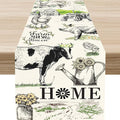Farmhouse Cow Table Runner, Rustic Rooster Chicken Pig Floral Leaves Animals by Unknown