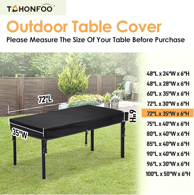 TOHONFOO Rectangular Patio Table Cover - Image 2