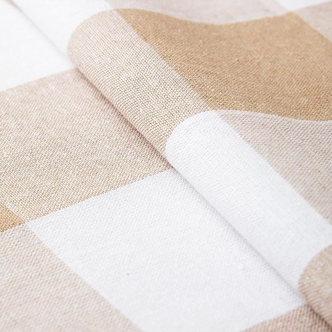 Encasa XO Cotton Dining Table Runner | Buffalo Beige Checks | Size 13x72 in - Image 5
