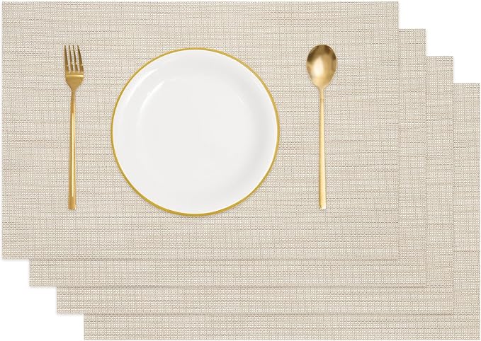 uxcell Faux Linen Placemats, 12x18 Inch Heat Resistant Place Mats Machine by uxcell