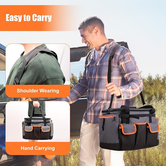 Large BBQ Grill Caddy with Paper Towel Holder, Foldable Insulated Picnic - Image 6