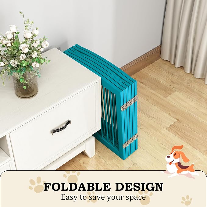 Freestanding Pet Gates with Walk Through Door, Dog Indoor Fence, Dog Gate - Image 4
