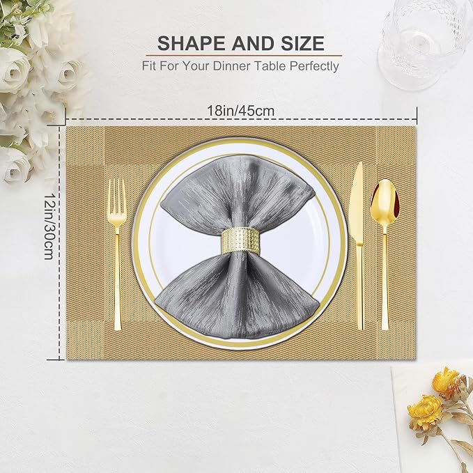 BETEAM Placemats Set of 8, Woven Vinyl Placemat - Image 5
