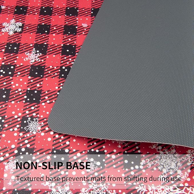 QIYI Christmas Placemats Set of 6, 12x18 Inch Faux Leather Place Mats - Image 5