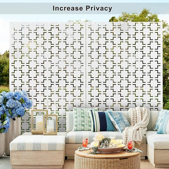 Elevens Metal Outdoor Privacy Screen, Freestanding Outdoor Divider Decorative - Image 5